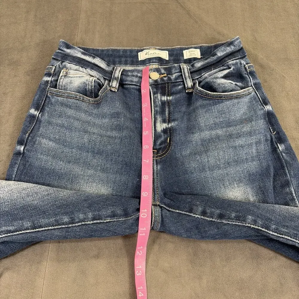 Kancan Kurvy Mid Rise Super Flare Frayed Hems Jeans Size 26×30 Bnfts Charity